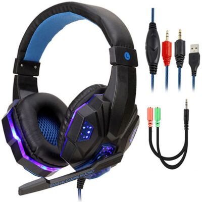Stuff Certified® Bass HD Gaming Headset Stereo Koptelefoon Headphones met Microfoon voor PlayStation 4 / PC Blauw Stuff Certified® Bass HD Gaming Headset Stereo Koptelefoon Headphones met Microfoon voor PlayStation 4 / PC Blauw