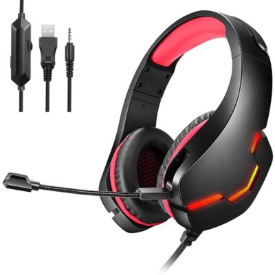 Yulass Stereo Gaming Koptelefoon voor Playstation 4 en 5 / Xbox / PC - Headset Headphones met Microfoon Rood Yulass Stereo Gaming Koptelefoon voor Playstation 4 en 5 / Xbox / PC - Headset Headphones met Microfoon Rood