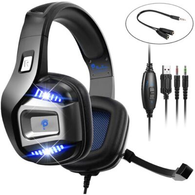 PunnkFunnk S01 Draadloze Gaming Koptelefoon met Omnidirectionele Mic - Voor PS4/PS5 - Headset Headphones met Microfoon Zwart PunnkFunnk S01 Draadloze Gaming Koptelefoon met Omnidirectionele Mic - Voor PS4/PS5 - Headset Headphones met Microfoon Zwart