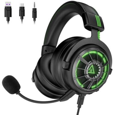 EKSA AUX/USB/Type C Gaming Headset - Voor PS4/XBOX/Switch/PC 7.1 Surround Sound - Headphones Koptelefoon met Microfoon Zwart EKSA AUX/USB/Type C Gaming Headset - Voor PS4/XBOX/Switch/PC 7.1 Surround Sound - Headphones Koptelefoon met Microfoon Zwart