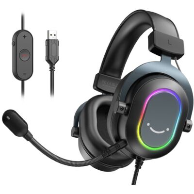 Fifine RGB Gaming Headset - Voor PS4/XBOX/Switch/PC 7.1 Surround Sound - Headphones Koptelefoon met Microfoon Zwart Fifine RGB Gaming Headset - Voor PS4/XBOX/Switch/PC 7.1 Surround Sound - Headphones Koptelefoon met Microfoon Zwart