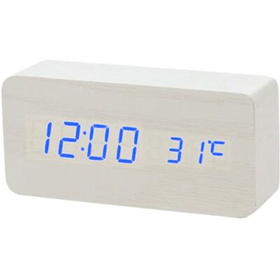 July's Song Houten Digitale LED Klok - Wekker Alarm Snooze Temperatuur Helderheid Aanpassing Wit July's Song Houten Digitale LED Klok - Wekker Alarm Snooze Temperatuur Helderheid Aanpassing Wit