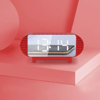 VITOG Digitale LED Klok met Luidspreker - Wekker Spiegel Alarm Telefoonhouder Snooze Helderheid Aanpassing Rood VITOG Digitale LED Klok met Luidspreker - Wekker Spiegel Alarm Telefoonhouder Snooze Helderheid Aanpassing Rood