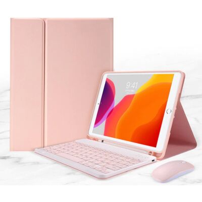 ABEIFAN Toetsenbord Hoes voor iPad Air 2 Pro (9.7") met Draadloze Muis - QWERTY Multifunctionele Keyboard Bluetooth Smart Cover Case Hoesje Roze ABEIFAN Toetsenbord Hoes voor iPad Air 2 Pro (9.7") met Draadloze Muis - QWERTY Multifunctionele Keyboard Bluetooth Smart Cover Case Hoesje Roze