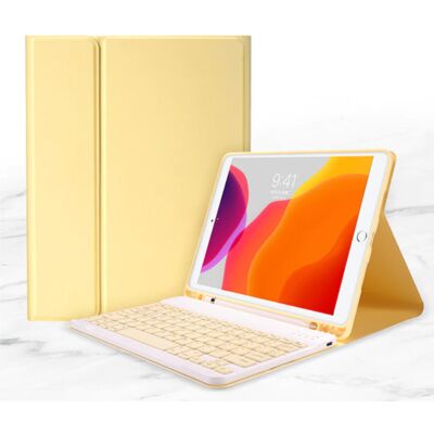 ABEIFAN Toetsenbord Hoes voor iPad Pro (10.5") - QWERTY Multifunctionele Keyboard Bluetooth Smart Cover Case Hoesje Geel ABEIFAN Toetsenbord Hoes voor iPad Pro (10.5") - QWERTY Multifunctionele Keyboard Bluetooth Smart Cover Case Hoesje Geel