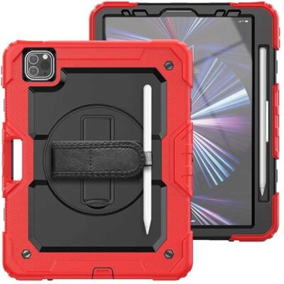 R-JUST Armor Hoesje voor iPad Air 4 (10.9") met Kickstand / Polsband / Pennenhouder - Heavy Duty Cover Case Rood R-JUST Armor Hoesje voor iPad Air 4 (10.9") met Kickstand / Polsband / Pennenhouder - Heavy Duty Cover Case Rood