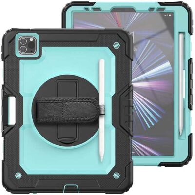 R-JUST Armor Hoesje voor iPad Air 4 (10.9") met Kickstand / Polsband / Pennenhouder - Heavy Duty Cover Case Lichtblauw R-JUST Armor Hoesje voor iPad Air 4 (10.9") met Kickstand / Polsband / Pennenhouder - Heavy Duty Cover Case Lichtblauw