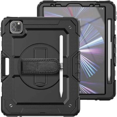 R-JUST Armor Hoesje voor iPad Air 3 Pro (10.5") met Kickstand / Polsband / Pennenhouder - Heavy Duty Cover Case Zwart R-JUST Armor Hoesje voor iPad Air 3 Pro (10.5") met Kickstand / Polsband / Pennenhouder - Heavy Duty Cover Case Zwart