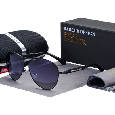 Barcur Spiegel Zonnebril - Titanium Legering Pilotenbril met UV400 en Polarisatie Filter voor Mannen en Vrouwen - Zwart Barcur Spiegel Zonnebril - Titanium Legering Pilotenbril met UV400 en Polarisatie Filter voor Mannen en Vrouwen - Zwart