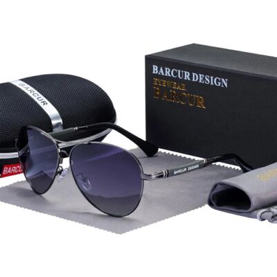 Barcur Spiegel Zonnebril - Titanium Legering Pilotenbril met UV400 en Polarisatie Filter voor Mannen en Vrouwen - Grijs Barcur Spiegel Zonnebril - Titanium Legering Pilotenbril met UV400 en Polarisatie Filter voor Mannen en Vrouwen - Grijs