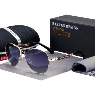 Barcur Spiegel Zonnebril - Titanium Legering Pilotenbril met UV400 en Polarisatie Filter voor Mannen en Vrouwen - Goud Barcur Spiegel Zonnebril - Titanium Legering Pilotenbril met UV400 en Polarisatie Filter voor Mannen en Vrouwen - Goud