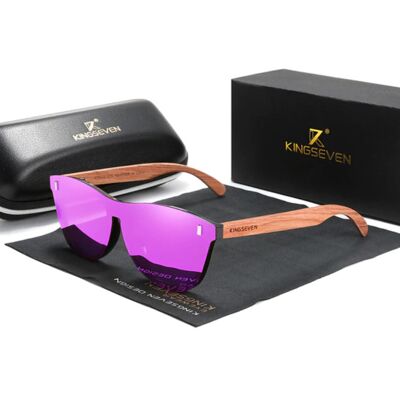 Kingseven Luxe Zonnebril met Houten Montuur - UV400 en Polarisatie Filter voor Vrouwen - Roze Kingseven Luxe Zonnebril met Houten Montuur - UV400 en Polarisatie Filter voor Vrouwen - Roze