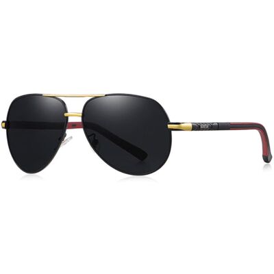 Barcur Vintage Shades Zonnebril - Roestvrij Staal Legering Pilotenbril met UV400 en Polarisatie Filter voor Mannen - Zwart-Goud Barcur Vintage Shades Zonnebril - Roestvrij Staal Legering Pilotenbril met UV400 en Polarisatie Filter voor Mannen - Zwart-Goud