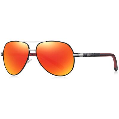 Barcur Vintage Shades Zonnebril - Roestvrij Staal Legering Pilotenbril met UV400 en Polarisatie Filter voor Mannen - Oranje-Zwart Barcur Vintage Shades Zonnebril - Roestvrij Staal Legering Pilotenbril met UV400 en Polarisatie Filter voor Mannen - Oranje-Zwart