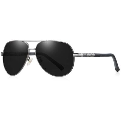 Barcur Vintage Shades Zonnebril - Roestvrij Staal Legering Pilotenbril met UV400 en Polarisatie Filter voor Mannen - Zwart-Grijs Barcur Vintage Shades Zonnebril - Roestvrij Staal Legering Pilotenbril met UV400 en Polarisatie Filter voor Mannen - Zwart-Grijs