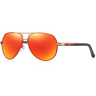 Barcur Vintage Shades Zonnebril - Roestvrij Staal Legering Pilotenbril met UV400 en Polarisatie Filter voor Mannen - Oranje-Rood Barcur Vintage Shades Zonnebril - Roestvrij Staal Legering Pilotenbril met UV400 en Polarisatie Filter voor Mannen - Oranje-Rood