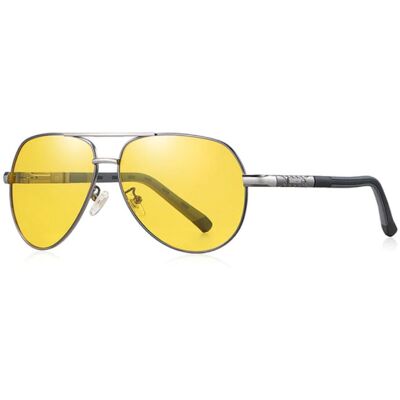 Barcur Vintage Shades Zonnebril - Roestvrij Staal Legering Pilotenbril met UV400 en Polarisatie Filter voor Mannen - Geel Barcur Vintage Shades Zonnebril - Roestvrij Staal Legering Pilotenbril met UV400 en Polarisatie Filter voor Mannen - Geel