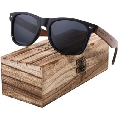 Barcur Zonnebril Walnoot met Houten Kistje - UV400 en Polarisatie Filter voor Mannen en Vrouwen - Zwart Barcur Zonnebril Walnoot met Houten Kistje - UV400 en Polarisatie Filter voor Mannen en Vrouwen - Zwart