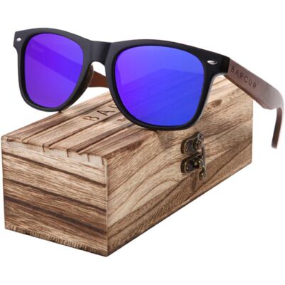 Barcur Zonnebril Walnoot met Houten Kistje - UV400 en Polarisatie Filter voor Mannen en Vrouwen - Paars Barcur Zonnebril Walnoot met Houten Kistje - UV400 en Polarisatie Filter voor Mannen en Vrouwen - Paars
