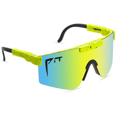 PIT VIPER Gepolariseerde Zonnebril - Fiets Ski Sport Bril Shades UV400 Geel Blauw PIT VIPER Gepolariseerde Zonnebril - Fiets Ski Sport Bril Shades UV400 Geel Blauw