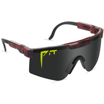 PIT VIPER Gepolariseerde Zonnebril - Fiets Ski Sport Bril Shades UV400 Rood Zwart PIT VIPER Gepolariseerde Zonnebril - Fiets Ski Sport Bril Shades UV400 Rood Zwart