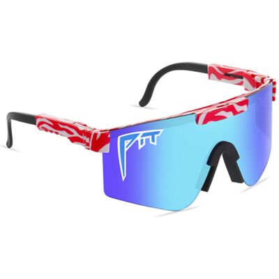 PIT VIPER Gepolariseerde Zonnebril - Fiets Ski Sport Bril Shades UV400 Zwart Wit Blauw PIT VIPER Gepolariseerde Zonnebril - Fiets Ski Sport Bril Shades UV400 Zwart Wit Blauw