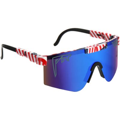 PIT VIPER Gepolariseerde Zonnebril - Fiets Ski Sport Bril Shades UV400 Rood Wit Blauw PIT VIPER Gepolariseerde Zonnebril - Fiets Ski Sport Bril Shades UV400 Rood Wit Blauw