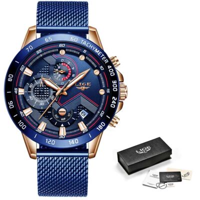 Lige Quartz Horloge - Anoloog Luxe Uurwerk voor Heren - Roestvrij staal - Blauw Lige Quartz Horloge - Anoloog Luxe Uurwerk voor Heren - Roestvrij staal - Blauw