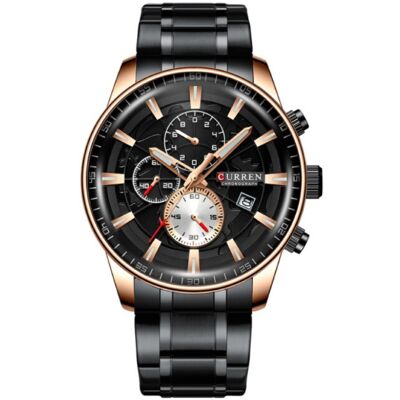 Curren Staal Luxe Horloge - Bandje Analoog Kwarts Roestvrij Uurwerk voor Heren - Zwart Curren Staal Luxe Horloge - Bandje Analoog Kwarts Roestvrij Uurwerk voor Heren - Zwart