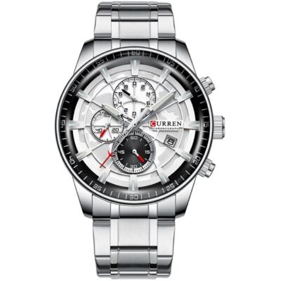 Curren Staal Luxe Horloge - Bandje Analoog Kwarts Roestvrij Uurwerk voor Heren - Zilver Curren Staal Luxe Horloge - Bandje Analoog Kwarts Roestvrij Uurwerk voor Heren - Zilver