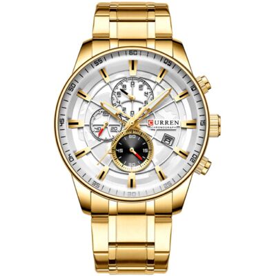 Curren Staal Luxe Horloge - Bandje Analoog Kwarts Roestvrij Uurwerk voor Heren - Goud Curren Staal Luxe Horloge - Bandje Analoog Kwarts Roestvrij Uurwerk voor Heren - Goud