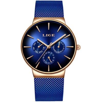 Lige Luxe Horloge Heren - Anoloog Kwarts Uurwerk voor Mannen Blauw Lige Luxe Horloge Heren - Anoloog Kwarts Uurwerk voor Mannen Blauw
