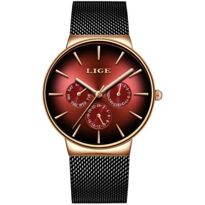 Lige Luxe Horloge Heren - Anoloog Kwarts Uurwerk voor Mannen Rood Lige Luxe Horloge Heren - Anoloog Kwarts Uurwerk voor Mannen Rood
