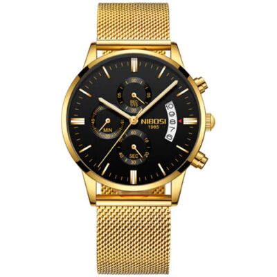 Nibosi Staal Horloge voor Heren - Luxe Bandje Anoloog Uurwerk voor Mannen Kwarts Goud Nibosi Staal Horloge voor Heren - Luxe Bandje Anoloog Uurwerk voor Mannen Kwarts Goud