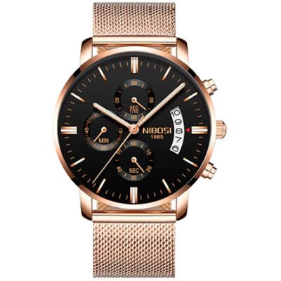 Nibosi Staal Horloge voor Heren - Luxe Bandje Anoloog Uurwerk voor Mannen Kwarts Rose Gold Nibosi Staal Horloge voor Heren - Luxe Bandje Anoloog Uurwerk voor Mannen Kwarts Rose Gold