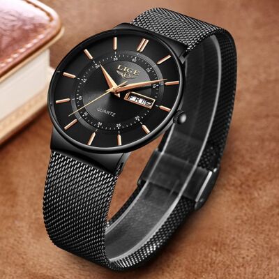 Lige Kwarts Uurwerk Heren - Anoloog Luxe Horloge voor Mannen Zwart Lige Kwarts Uurwerk Heren - Anoloog Luxe Horloge voor Mannen Zwart