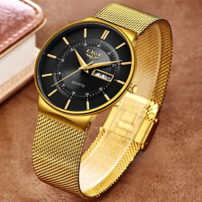 Lige Kwarts Uurwerk Heren - Anoloog Luxe Horloge voor Mannen Goud Lige Kwarts Uurwerk Heren - Anoloog Luxe Horloge voor Mannen Goud