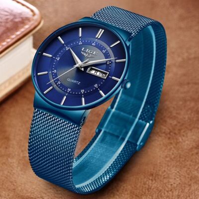 Lige Kwarts Uurwerk Heren - Anoloog Luxe Horloge voor Mannen Blauw Lige Kwarts Uurwerk Heren - Anoloog Luxe Horloge voor Mannen Blauw