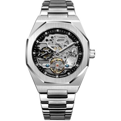 Forsining Mechanisch Roestvrij Staal Luxe Horloge voor Heren - Zakelijk Mode Polshorloge Zilver Zwart Forsining Mechanisch Roestvrij Staal Luxe Horloge voor Heren - Zakelijk Mode Polshorloge Zilver Zwart
