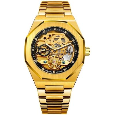 Forsining Mechanisch Roestvrij Staal Luxe Horloge voor Heren - Zakelijk Mode Polshorloge Goud Zwart Forsining Mechanisch Roestvrij Staal Luxe Horloge voor Heren - Zakelijk Mode Polshorloge Goud Zwart