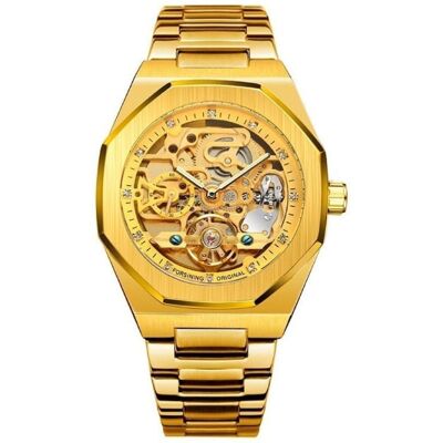 Forsining Mechanisch Roestvrij Staal Luxe Horloge voor Heren - Zakelijk Mode Polshorloge Goud Forsining Mechanisch Roestvrij Staal Luxe Horloge voor Heren - Zakelijk Mode Polshorloge Goud