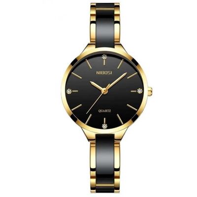 Nibosi Luxe Horloge voor Dames - Keramische Armband Klok Kwarts Roestvrij Staal Polshorloge Zwart Nibosi Luxe Horloge voor Dames - Keramische Armband Klok Kwarts Roestvrij Staal Polshorloge Zwart
