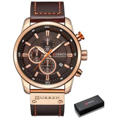 Curren Luxe Horloge voor Heren met Leren Band - Kwarts Sport Chronograaf Polshorloge Bruin Curren Luxe Horloge voor Heren met Leren Band - Kwarts Sport Chronograaf Polshorloge Bruin