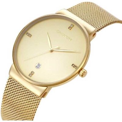 CAGARNY Luxe Kristallen Kwarts Horloge voor Heren - Waterdicht Polshorloge Roestvrij Staal Goud CAGARNY Luxe Kristallen Kwarts Horloge voor Heren - Waterdicht Polshorloge Roestvrij Staal Goud