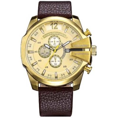 CAGARNY Vintage Militair Horloge voor Heren - Leren Bandje Kwarts Polshorloge Wit CAGARNY Vintage Militair Horloge voor Heren - Leren Bandje Kwarts Polshorloge Wit
