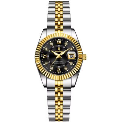 Poedagar Luxe Elegant Horloge voor Dames - Modieus Kwarts Uurwerk Roestvrij Staal - Goud Zwart Poedagar Luxe Elegant Horloge voor Dames - Modieus Kwarts Uurwerk Roestvrij Staal - Goud Zwart