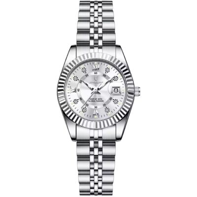 Poedagar Luxe Elegant Horloge voor Dames - Modieus Kwarts Uurwerk Roestvrij Staal - Zilver Wit Poedagar Luxe Elegant Horloge voor Dames - Modieus Kwarts Uurwerk Roestvrij Staal - Zilver Wit