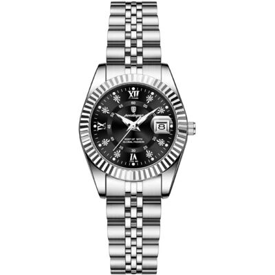 Poedagar Luxe Elegant Horloge voor Dames - Modieus Kwarts Uurwerk Roestvrij Staal - Zilver Zwart Poedagar Luxe Elegant Horloge voor Dames - Modieus Kwarts Uurwerk Roestvrij Staal - Zilver Zwart
