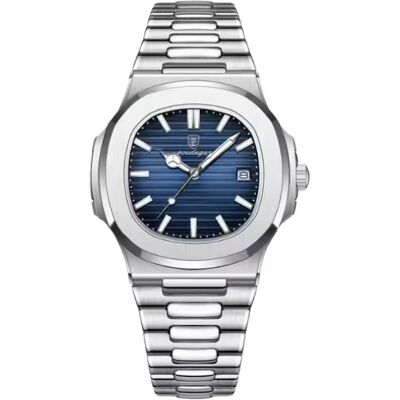 Poedagar Luxe Zakelijk Horloge voor Heren - Waterdicht Kwarts Uurwerk Roestvrij Staal - Zilver Blauw Poedagar Luxe Zakelijk Horloge voor Heren - Waterdicht Kwarts Uurwerk Roestvrij Staal - Zilver Blauw