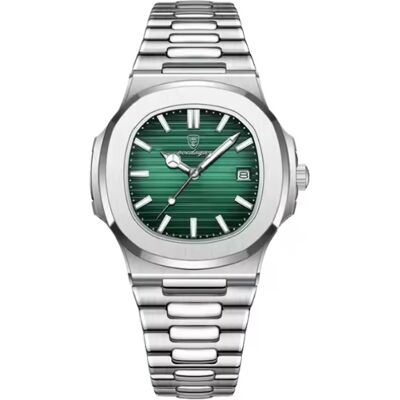Poedagar Luxe Zakelijk Horloge voor Heren - Waterdicht Kwarts Uurwerk Roestvrij Staal - Zilver Groen Poedagar Luxe Zakelijk Horloge voor Heren - Waterdicht Kwarts Uurwerk Roestvrij Staal - Zilver Groen